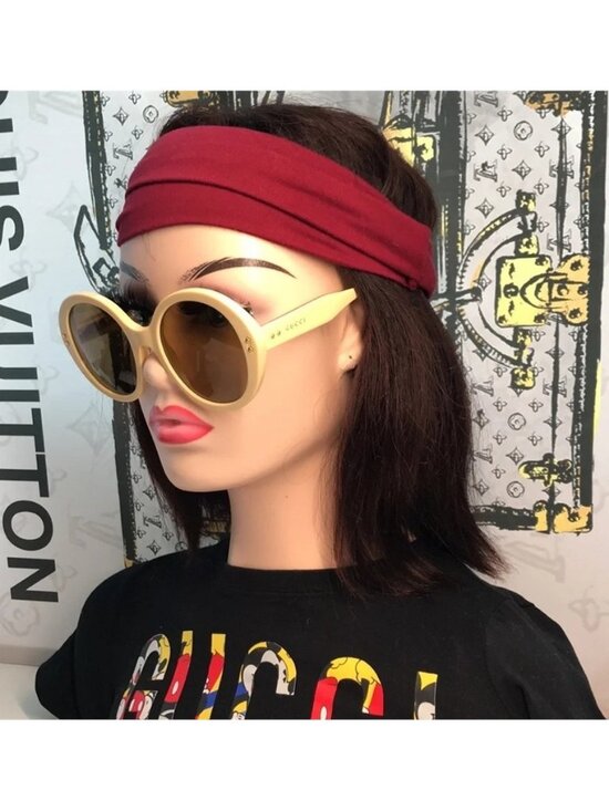 New ✨ Authentic Gucci GG1081S 004 Round Sunglasses – Yellow Frame with Brown Len main image 10